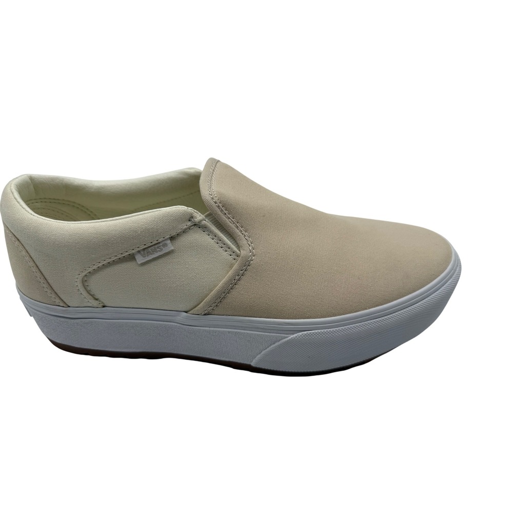 Vans Slip-On Stacked Women 11 Beige Excellent Platform Canvas Sneakers